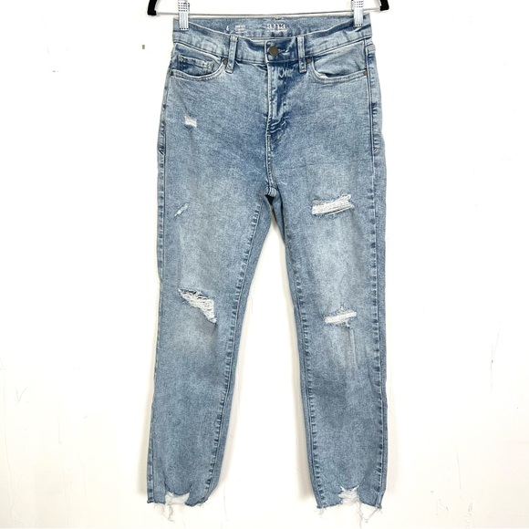 ANA High Rise Straight Jeans Size 4 Distressed Stonewash - Picture 1 of 4